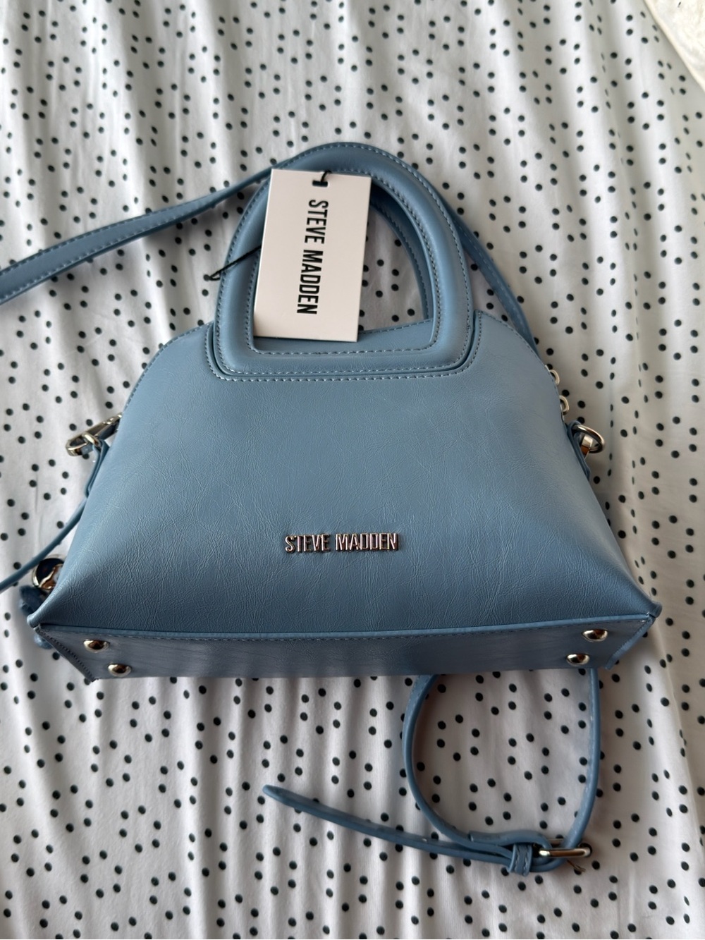 Steve Madden Powder Blue Dome Satchel with Removable Strap